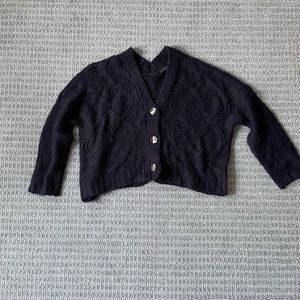 Chunky knit, loose-fitting crop button-up sweater cardigan, sz L